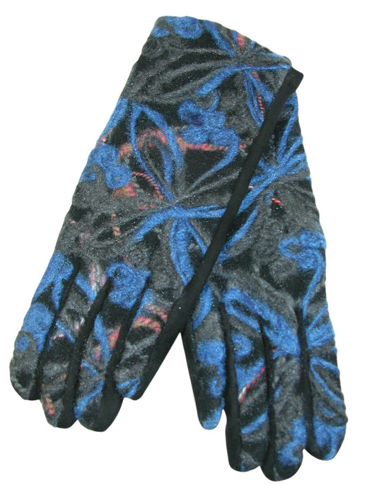 Felted Embroidered Gloves GF3759 Blue