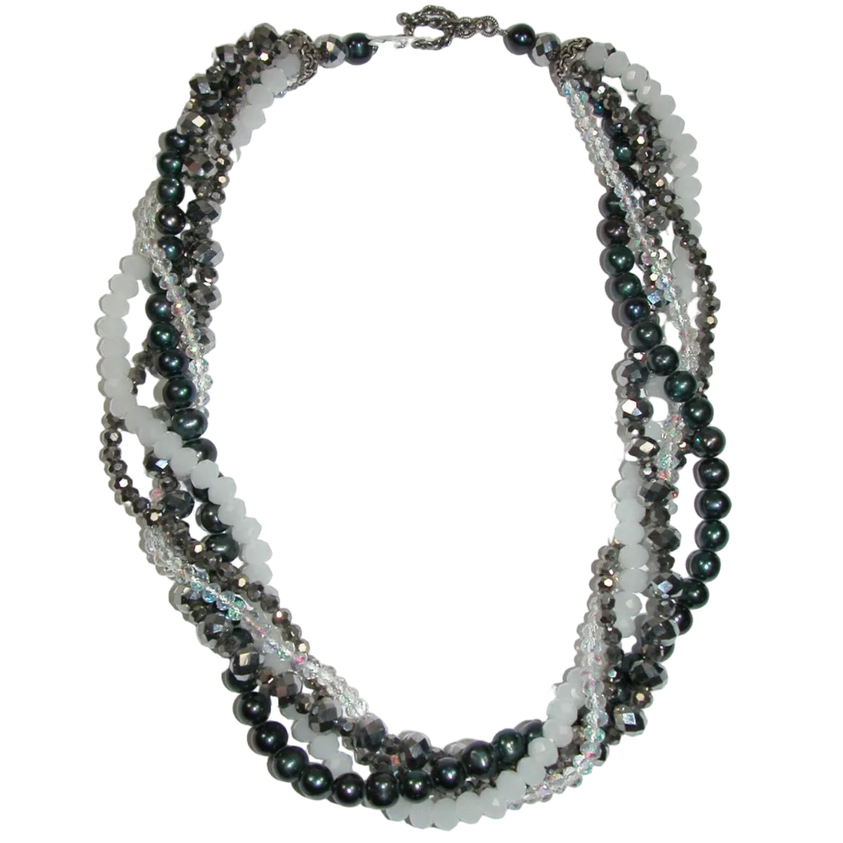 40282 Crystal Freshwater Pearl Toggle Necklace