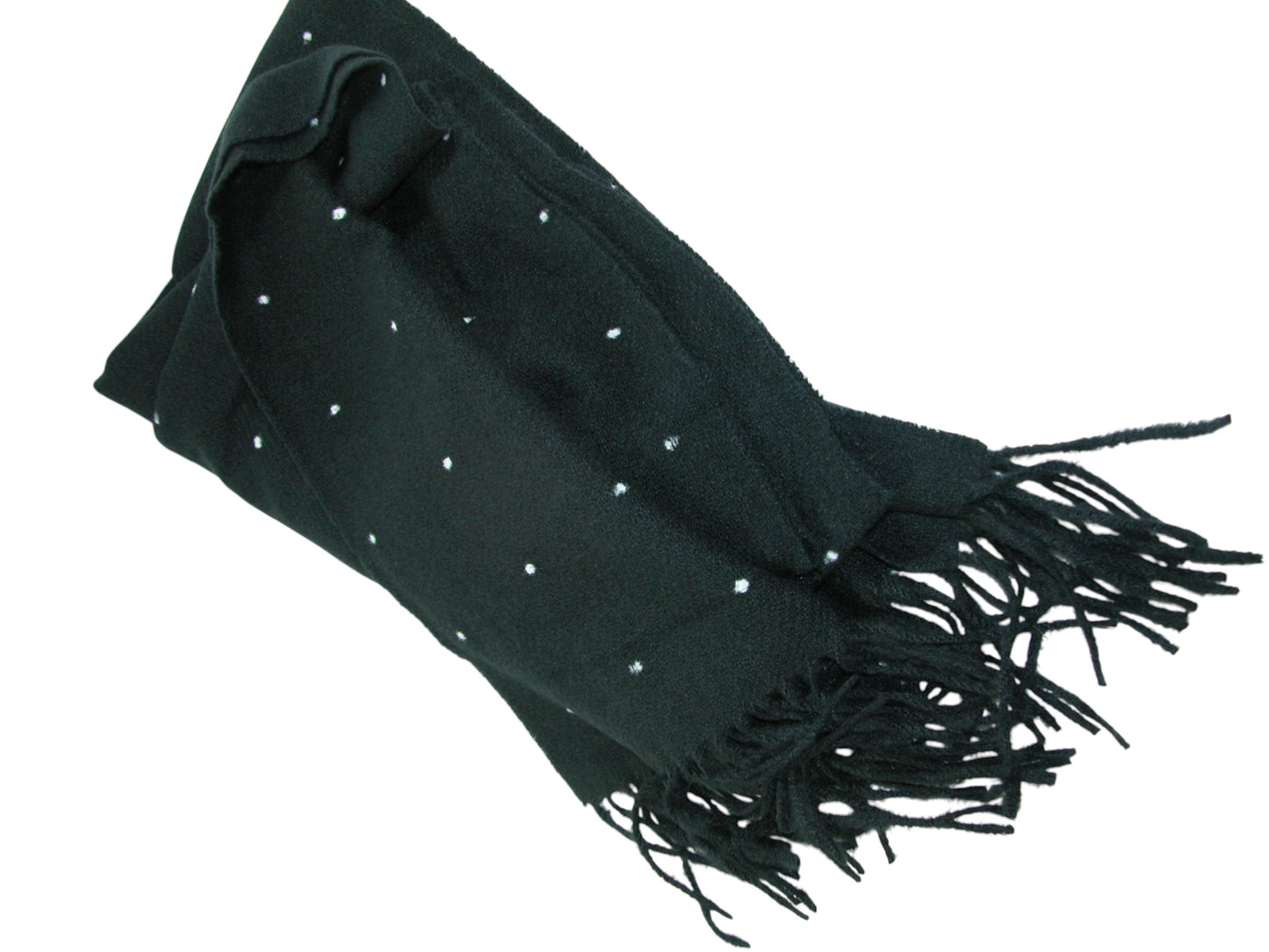 Black Shawl Scarf with Small White Dots GF3764