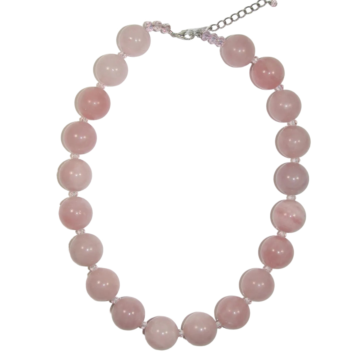 40194 Rose Quartz Short Beaded Necklace Lobster Claw