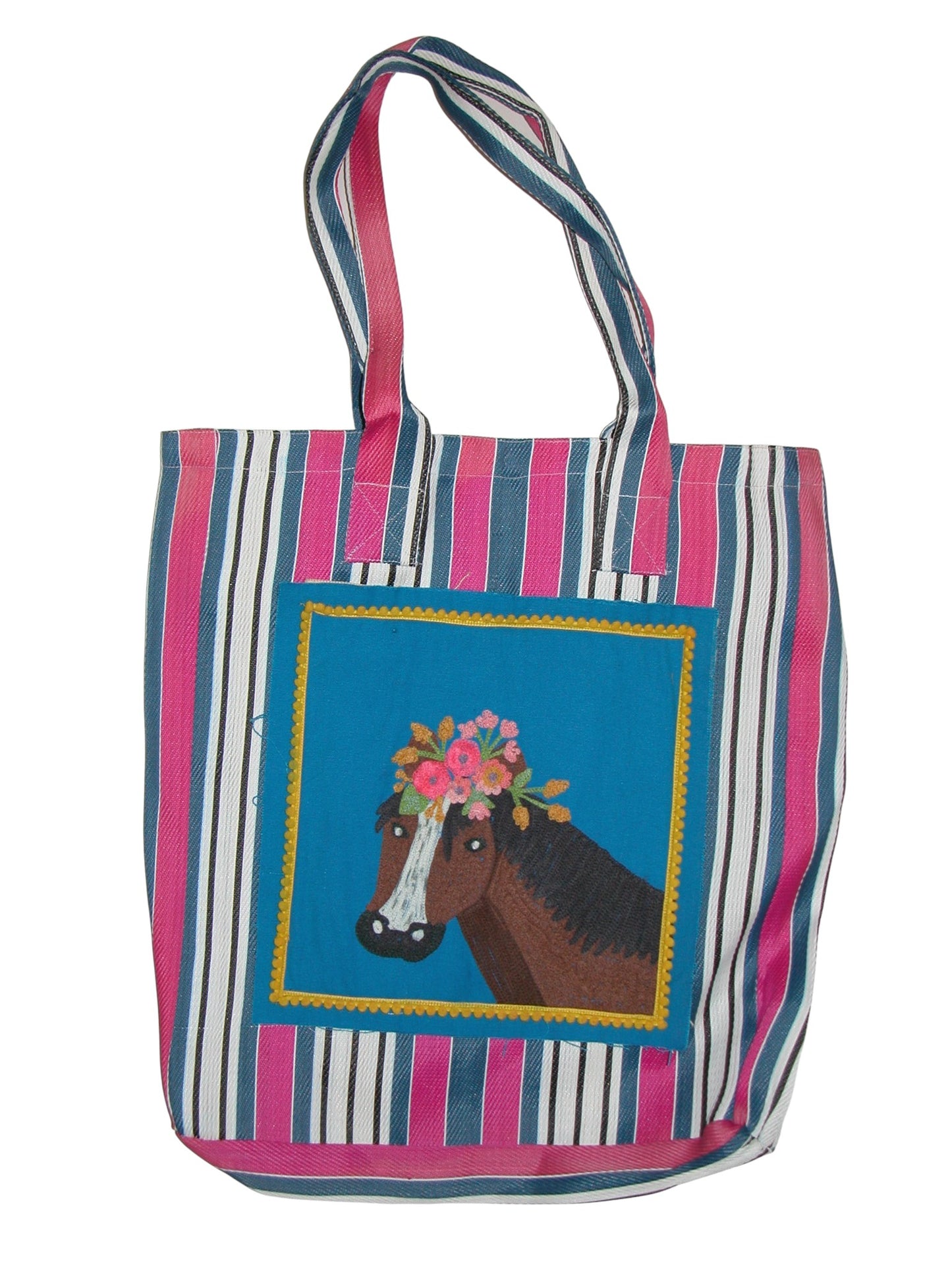 Embroidered Recycled Mesh Tote Bag, Horse (GF4545)