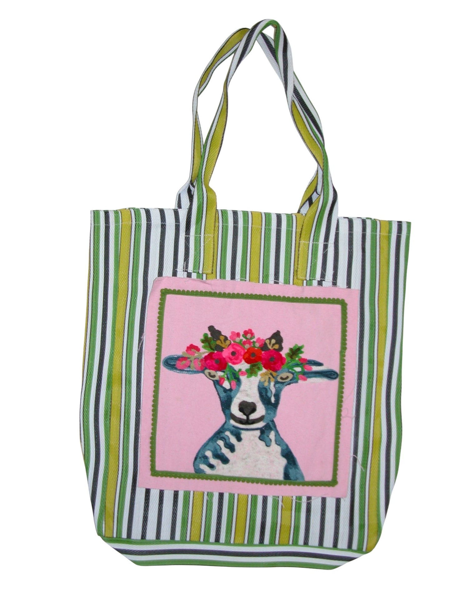 Goat Embroidered Mesh Tote Shopping Bag (GF4547)
