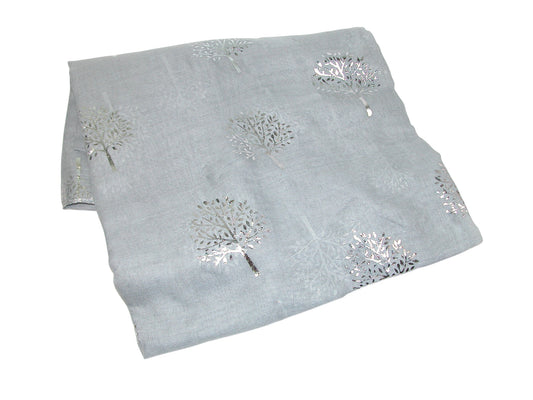 Grey Silver Leaf Scarf GF3807