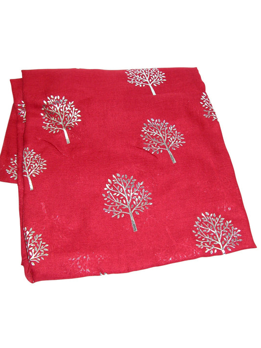 Red Silver Leaf Scarf GF3808