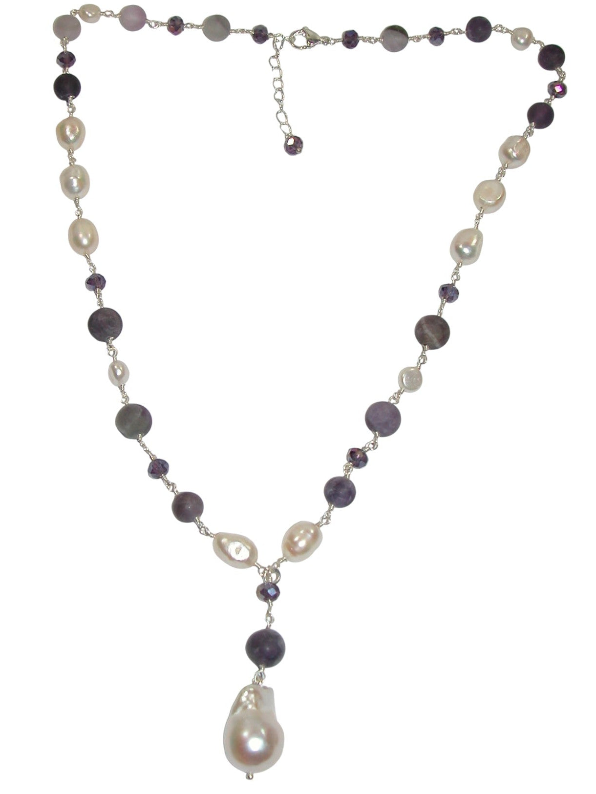 N5570 Amethyst Freshwater Pearl Jointed Necklace