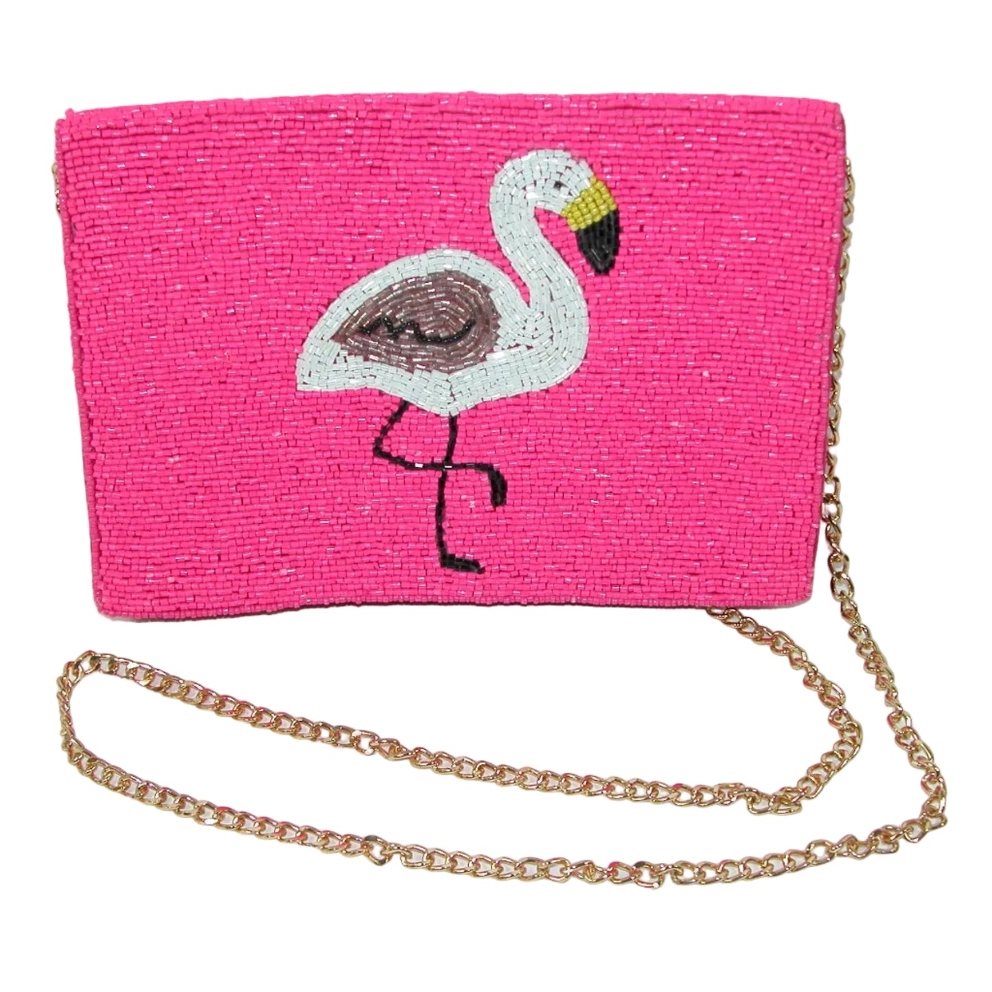 Beaded Flamingo Clutch Handbag Purse GF4629