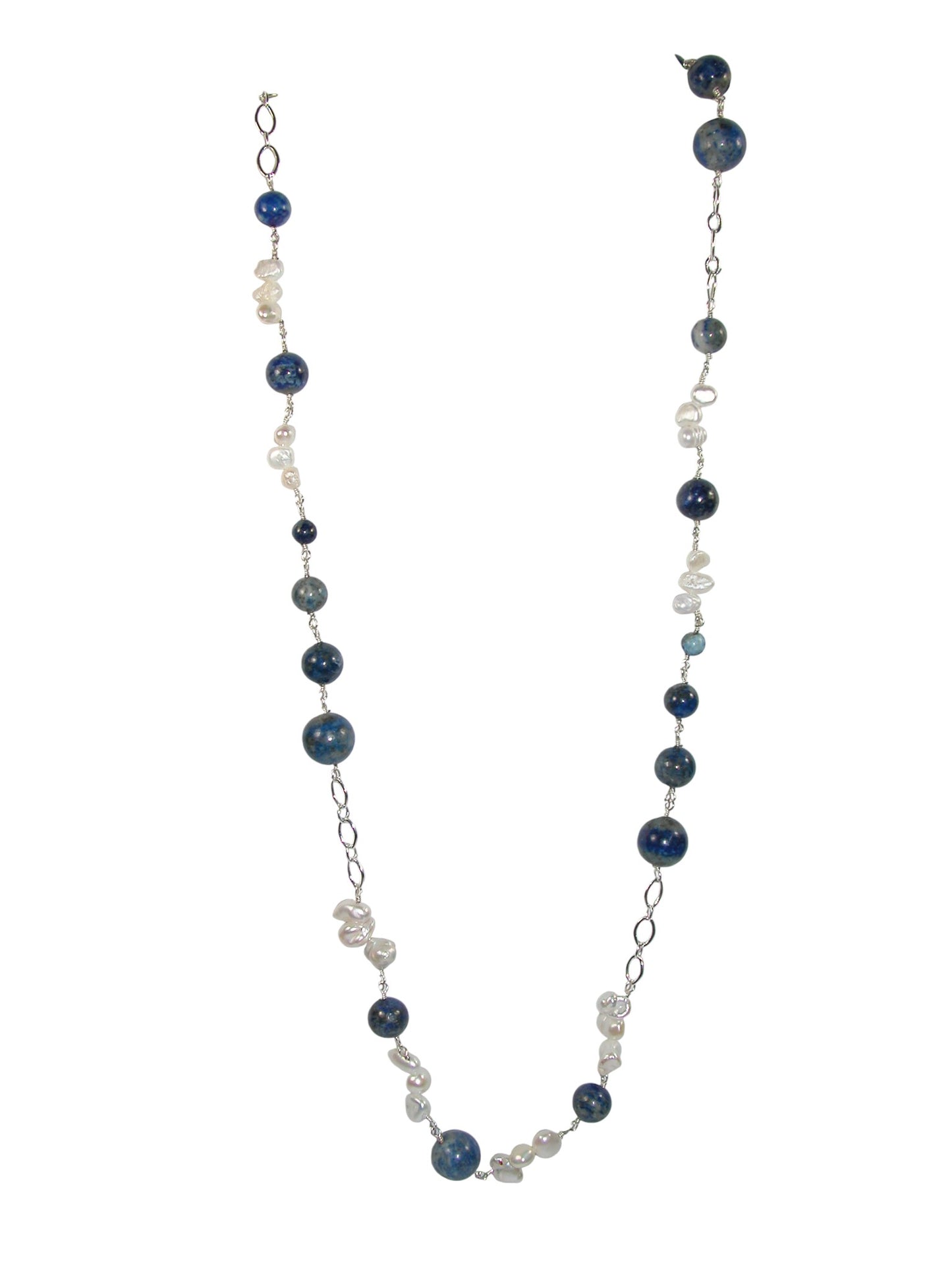 N5565 Lapis Freshwater Pearl Long Necklace