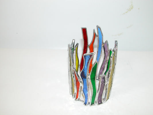 Rainbow Stained Glass Votive Candle Holder by LORI GF3838