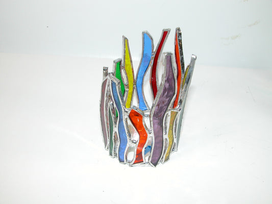 Rainbow Stained Glass Votive Candle Holder by LORI GF3838