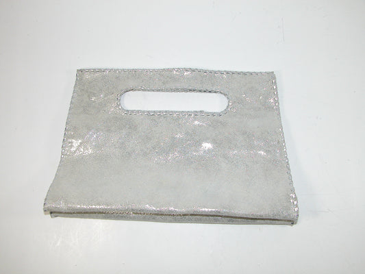 Silver Sueded Leather Clutch Handbag GF3841