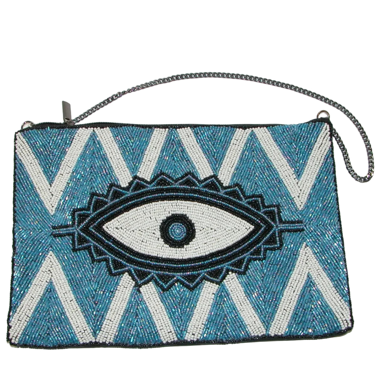 Hand Beaded Evil Purse Blue and White Cross Body GF5564