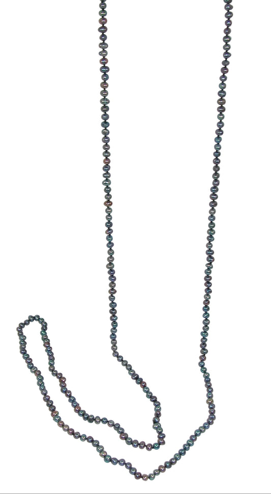 40021 Freshwater Pearl Grey Knotted Continuous Necklace