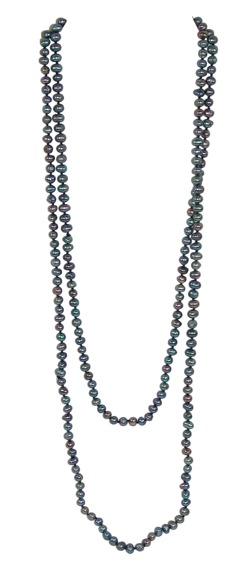 40021 Freshwater Pearl Grey Knotted Continuous Necklace