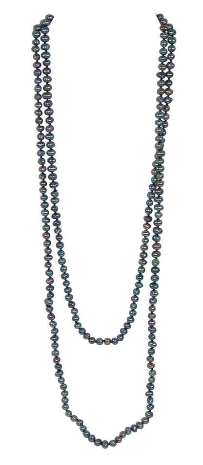 40021 Freshwater Pearl Grey Knotted Continuous Necklace