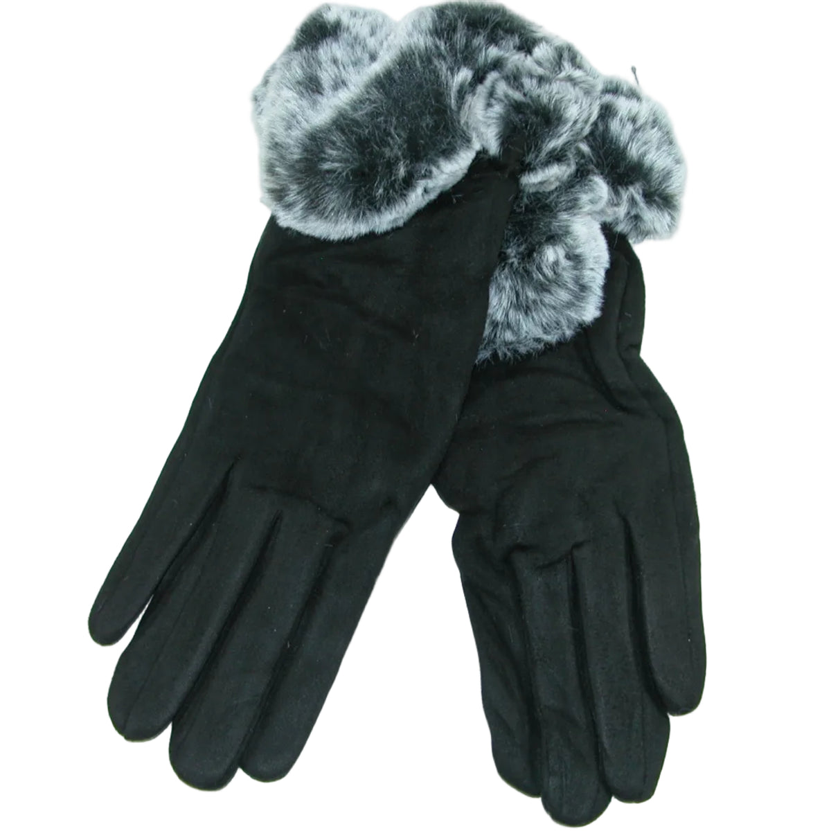 Sueded Gloves with Fur Cuff GF3865 Black