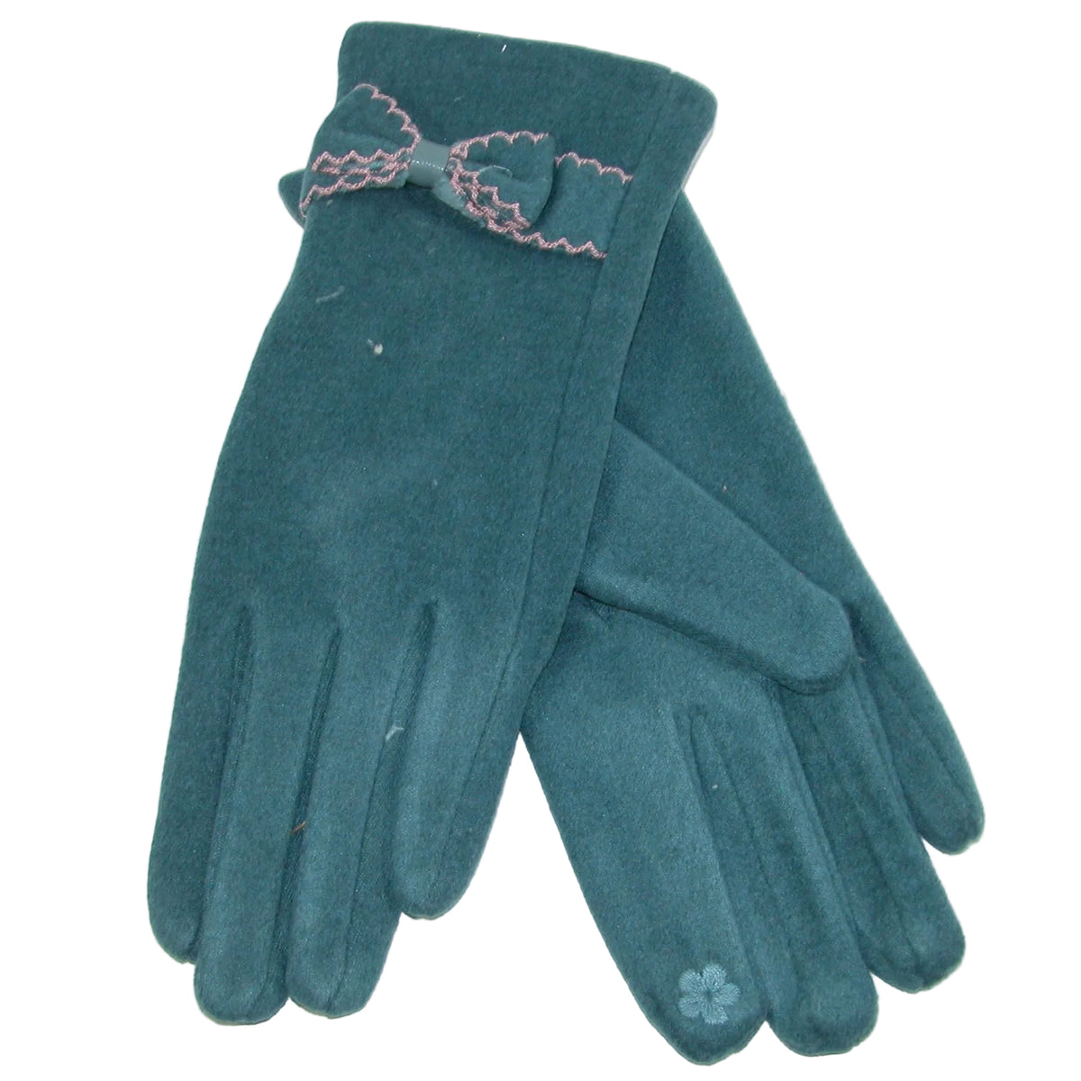Sueded Gloves with Bow GF3872 Teal