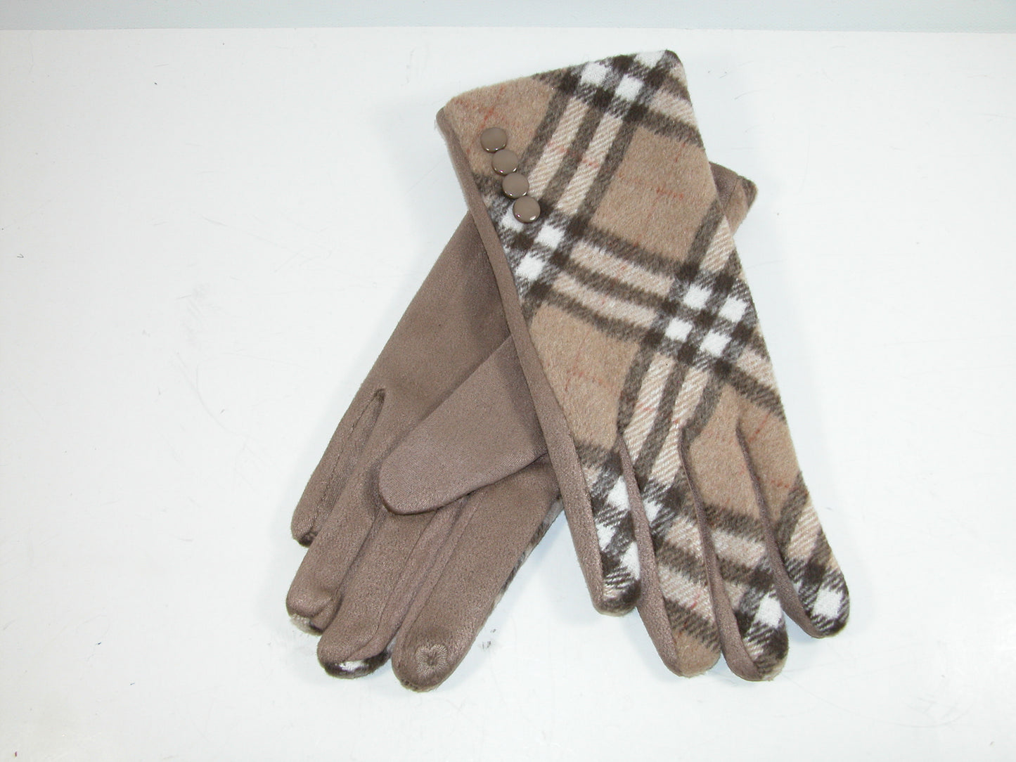 Sueded Glove with Plaid GF3880 Tan