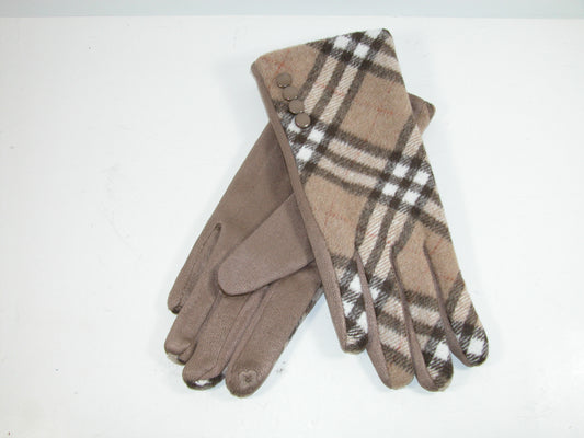 Sueded Glove with Plaid GF3880 Tan