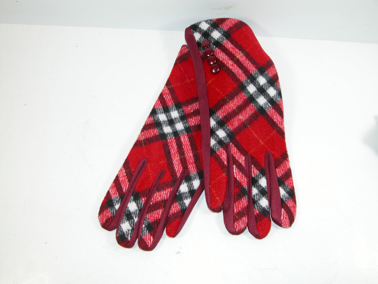 Sueded Glove with Plaid GF3881 Red
