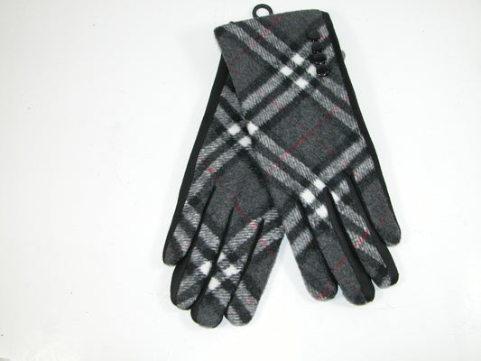 Sueded Glove with Plaid GF3882 Black