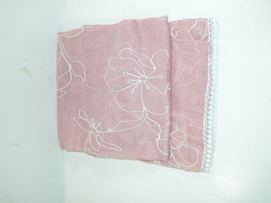 Pink Shawl Scarf With Embroidery GF3905