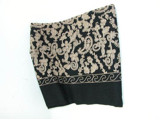 Embroidered Black Shawl with Gold GF3900