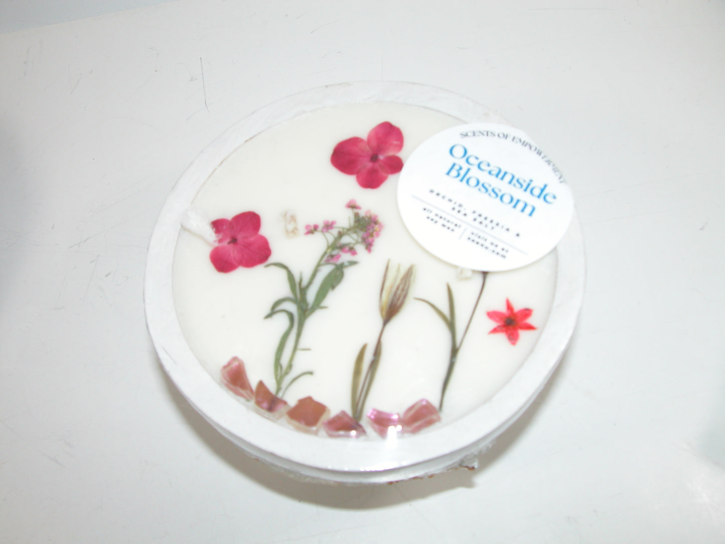 Wooden Round Shape Scented Candle GF3548 Oceanside Blossom