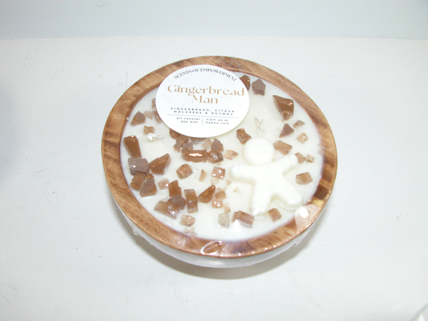 Round Wooden Bowl GF3908 Gingerbread Man