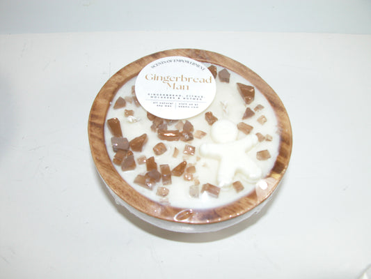 Round Wooden Bowl GF3908 Gingerbread Man