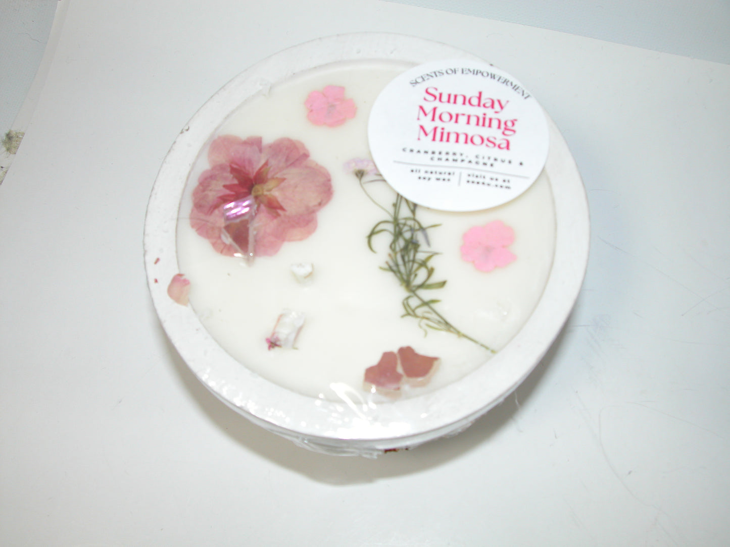 Wooden Round Shape Scented Candle GF3550 Sunday Morning Mimosa