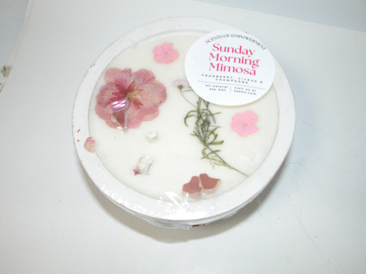 Wooden Round Shape Scented Candle GF3550 Sunday Morning Mimosa