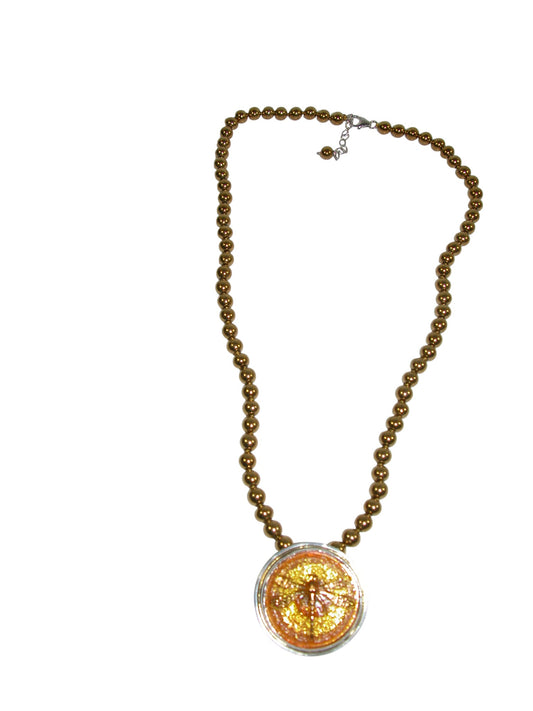 34535D Czech Glass Button Dragonfly on Beads Necklace