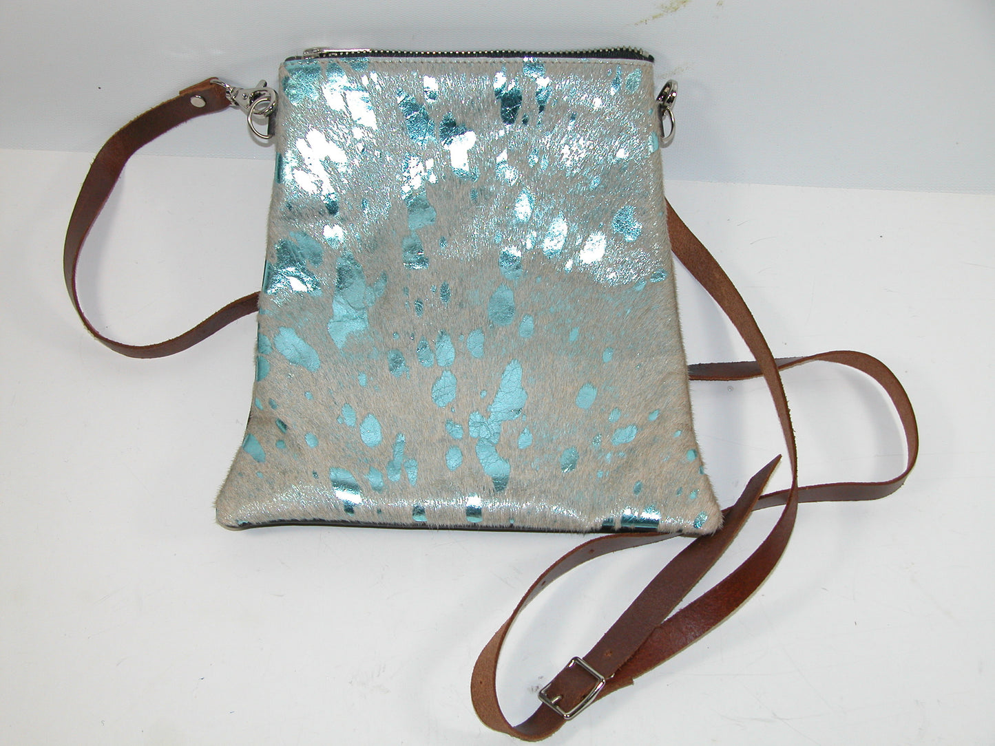 Cowhide Blue Leopard Crossbody GF3924