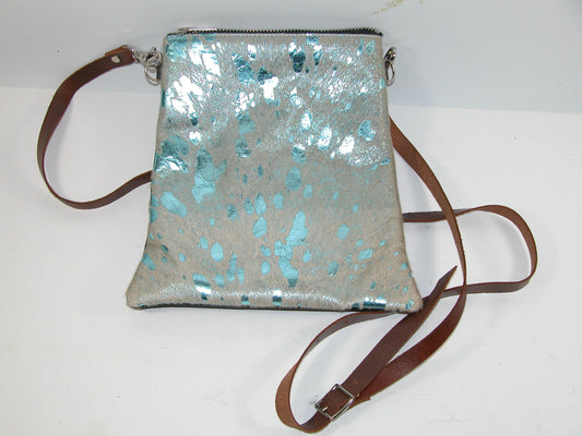 Cowhide Blue Leopard Crossbody GF3924