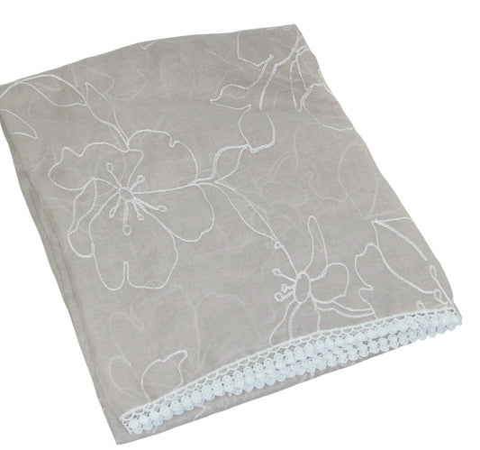 Beige Shawl Scarf With Embroidery GF3987