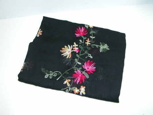 Embroidered Scarf Shawl GF3936 Black