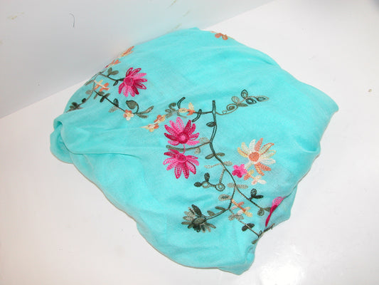 Embroidered Scarf GF3951 Turquoise