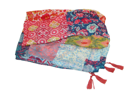 Cotton Scarf With Tassels GF3964 Multi