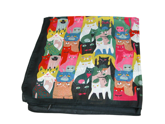Cat Scarf Square with Multi Colors GF3959