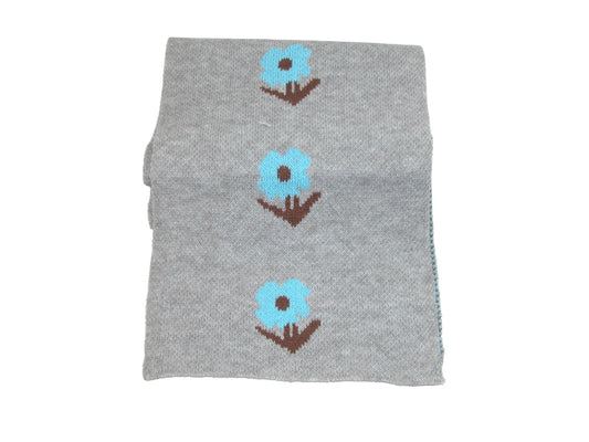 Knit Scarf Flower GF3973 Grey