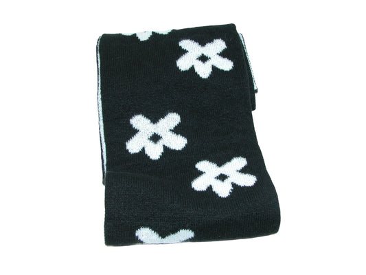 Knit Scarf Flower GF3975 Black with White