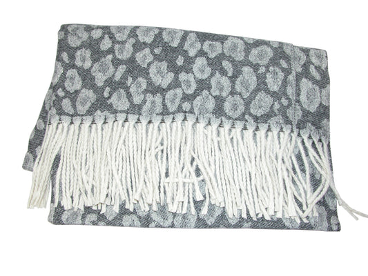 Leopard Knit Shawl Scarf GF3990 Black