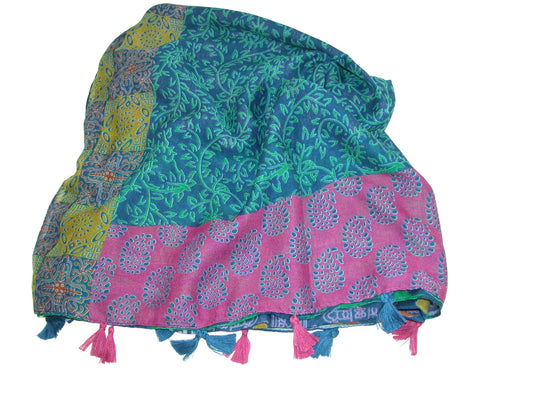 Cotton Multi Colored Scarf with Tassels GF4001