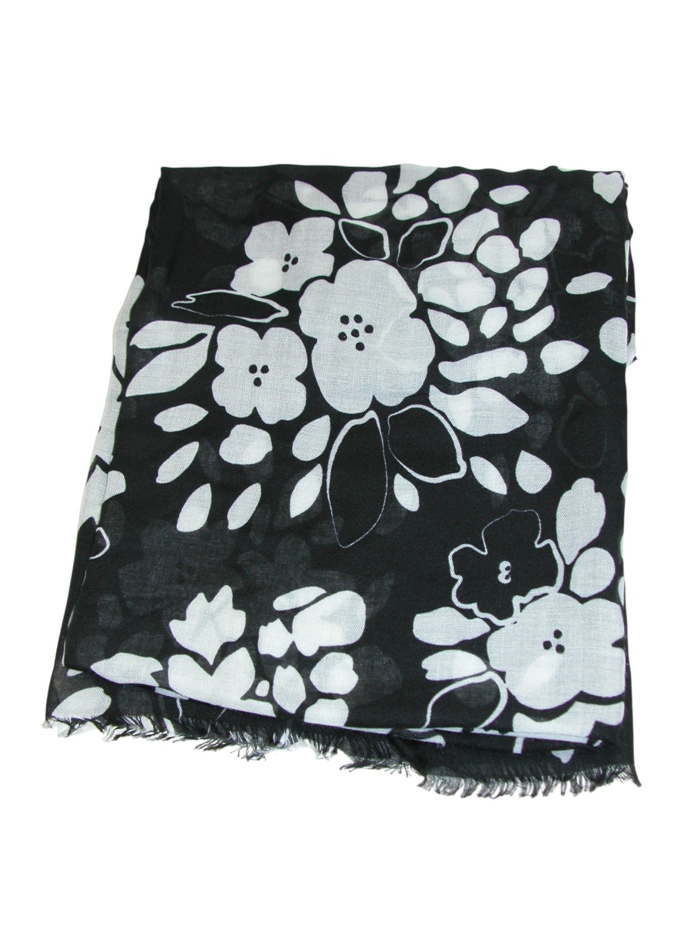 Black and White Floral Scarf GF4000