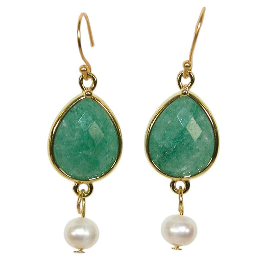 E3179 Green Aventurine Gold Vermeil Earrings