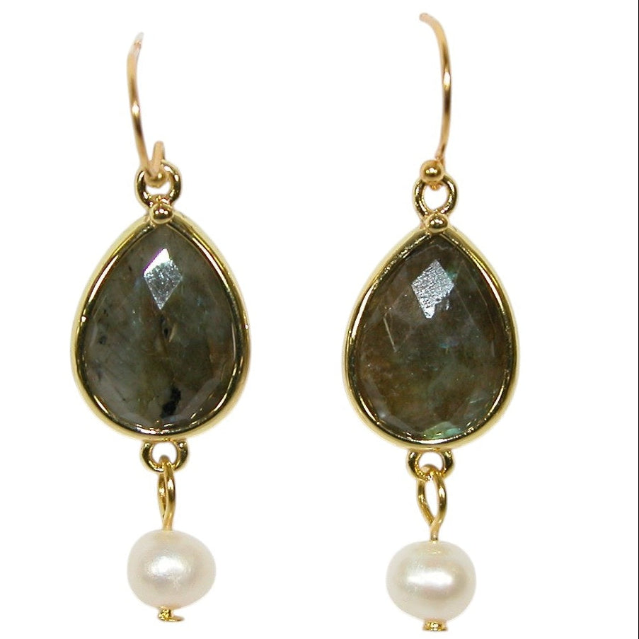 E3180 Labradorite Gold Vermeil Earrings