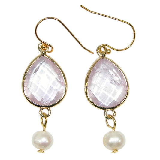 E3172 Pink Quartz Gold Vermeil Earrings