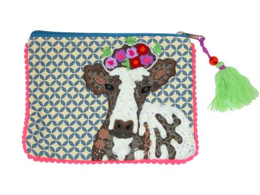 Embroidered Make Up Bag Coin Purse (GF4665) Cow