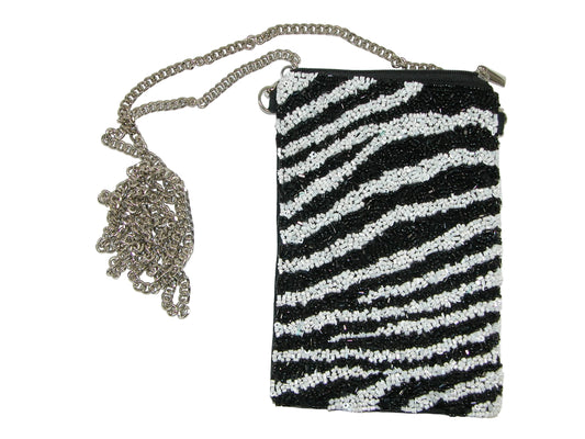 Beaded Zebra Crossbody Chain Purse (GF4683)