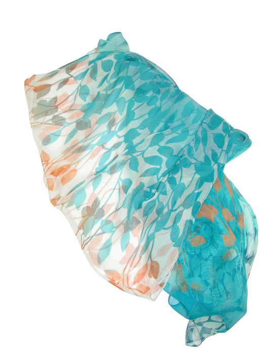 Rayon Ombre Turquoise Rust Leaf Scarf (GF4708)